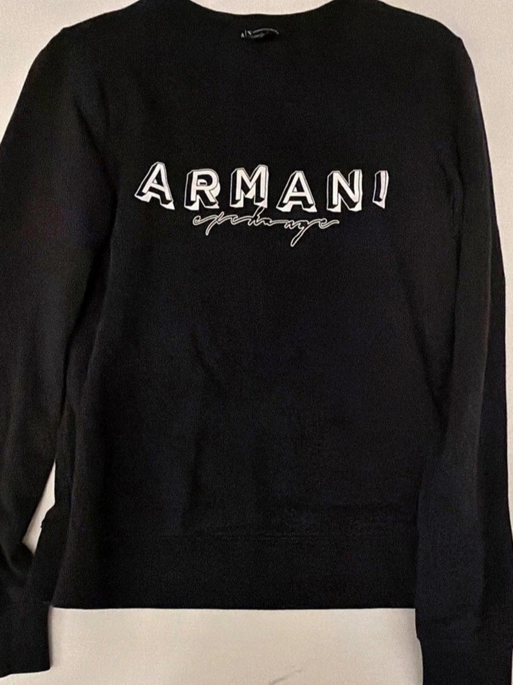 Armani Exchange Graphic Logo Crewneck Sweatshirt Logo Sweatshirt in Black Size